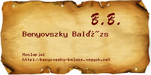 Benyovszky Balázs névjegykártya